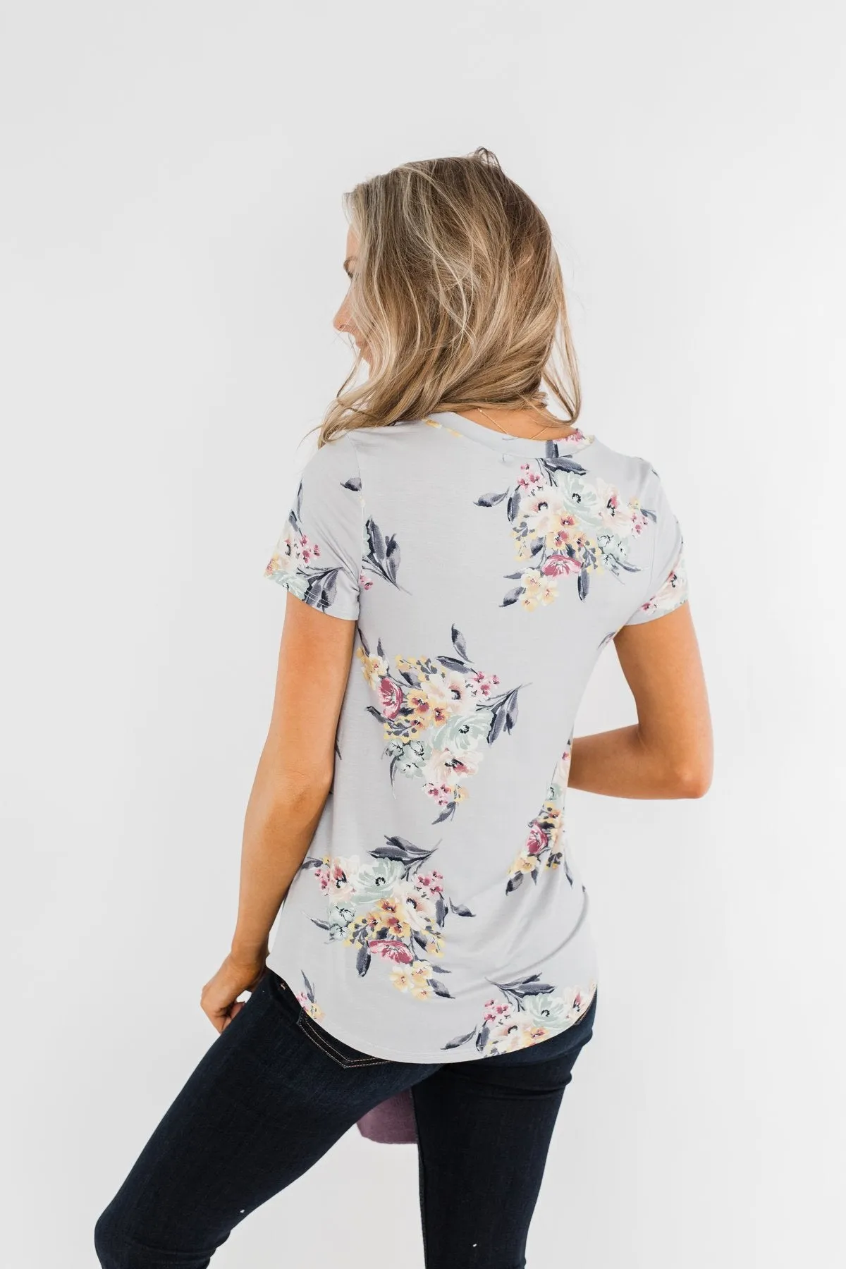 Lavish In Love Floral Top- Light Silver Purple