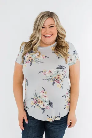 Lavish In Love Floral Top- Light Silver Purple