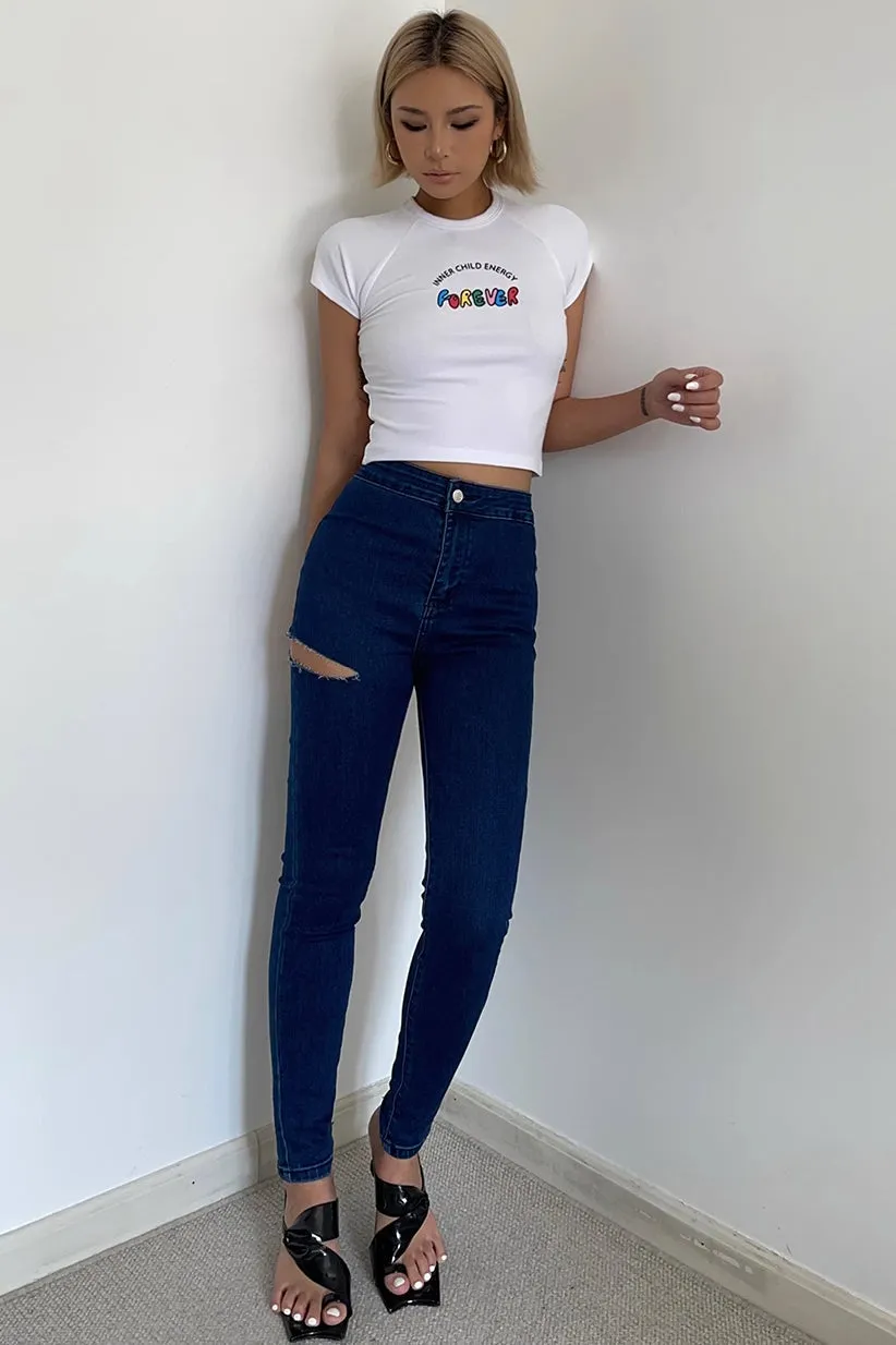 Letter Print Short Sleeve Cami Tops