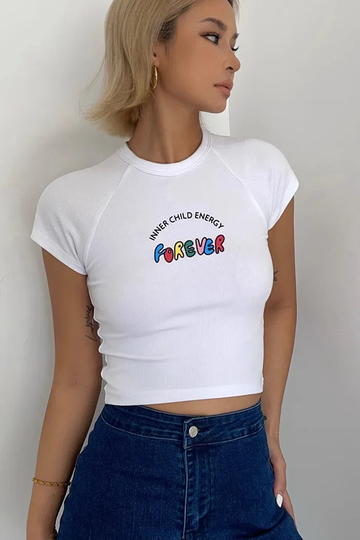 Letter Print Short Sleeve Cami Tops