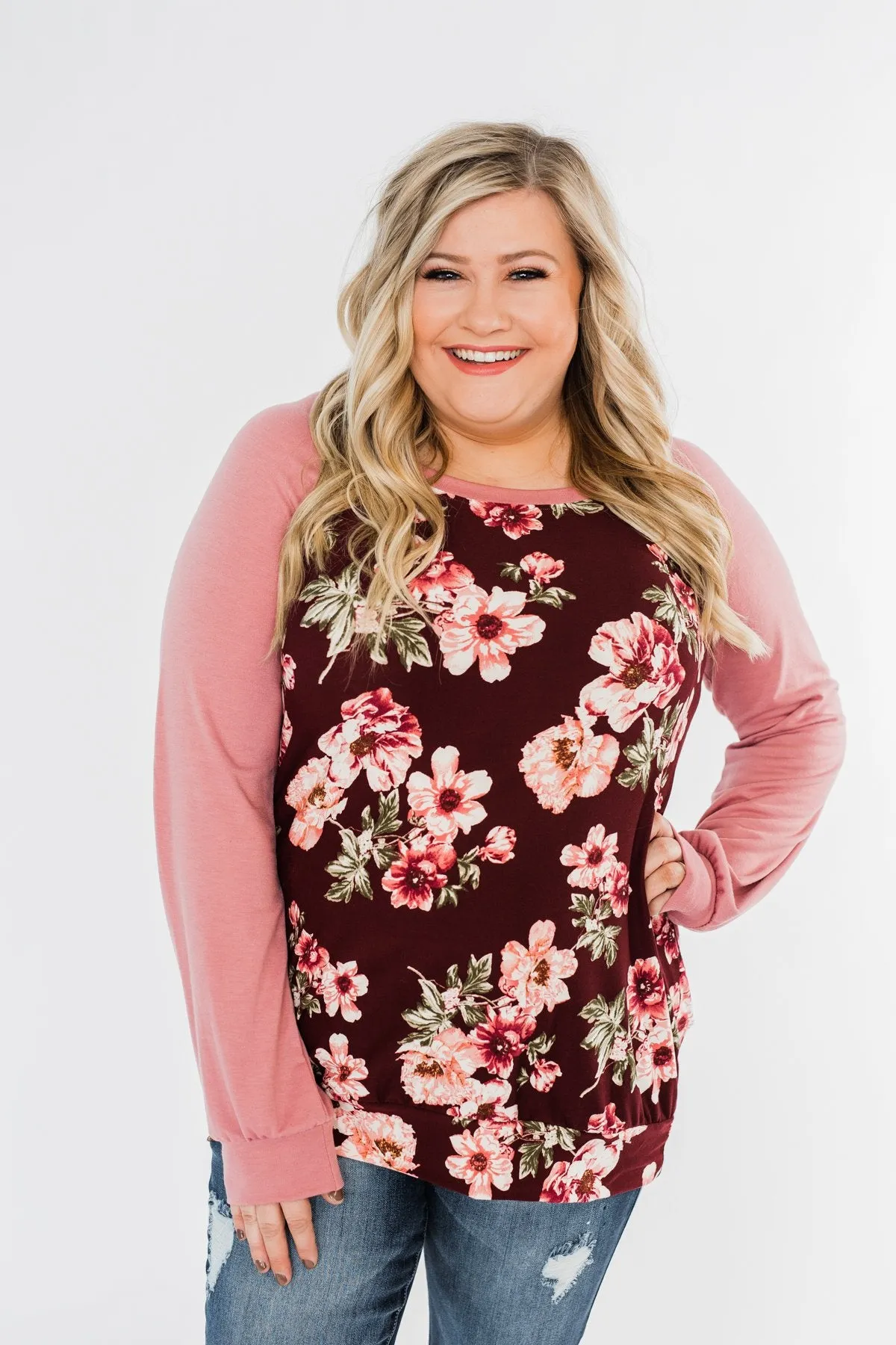 Life With You Floral Top- Mauve Pink & Burgundy
