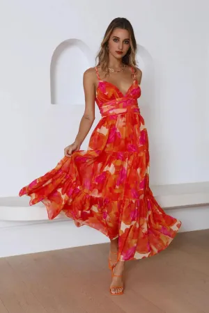 Like A Sunflower Midi Dress Orange