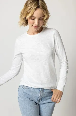 Lilla P Long Sleeve Crew Neck; White/Loden/Admiral