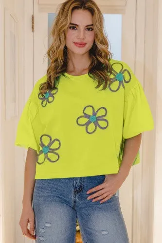 Limelight Floral Applique Top