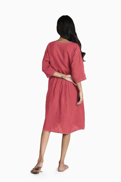 Linen Claire Midi Dress-Stormy Blue
