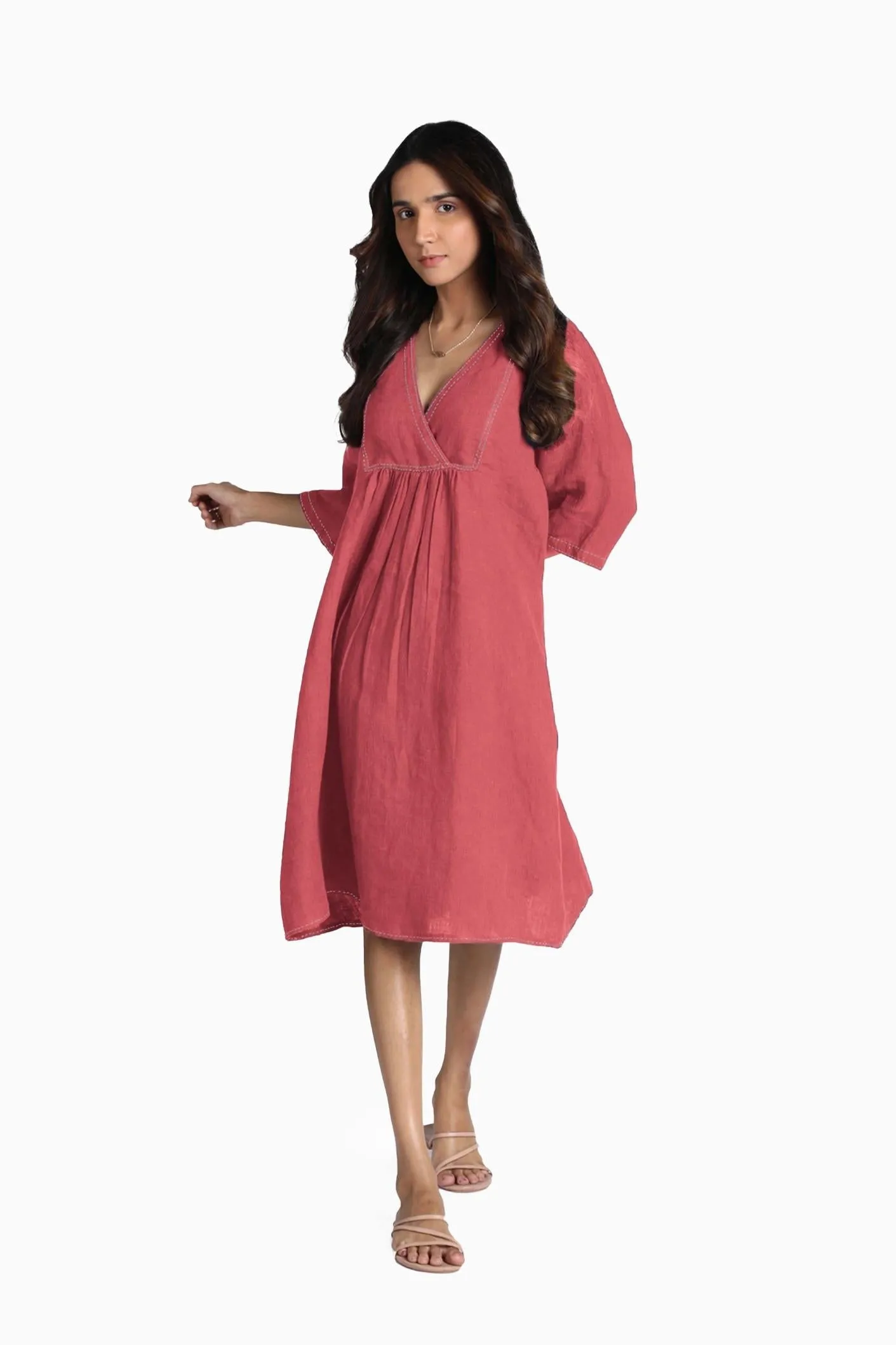 Linen Claire Midi Dress-Stormy Blue