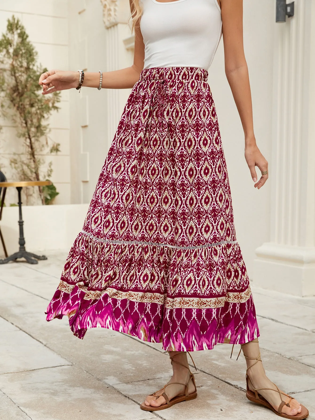 Loose Bohemian Holiday Swing Skirt