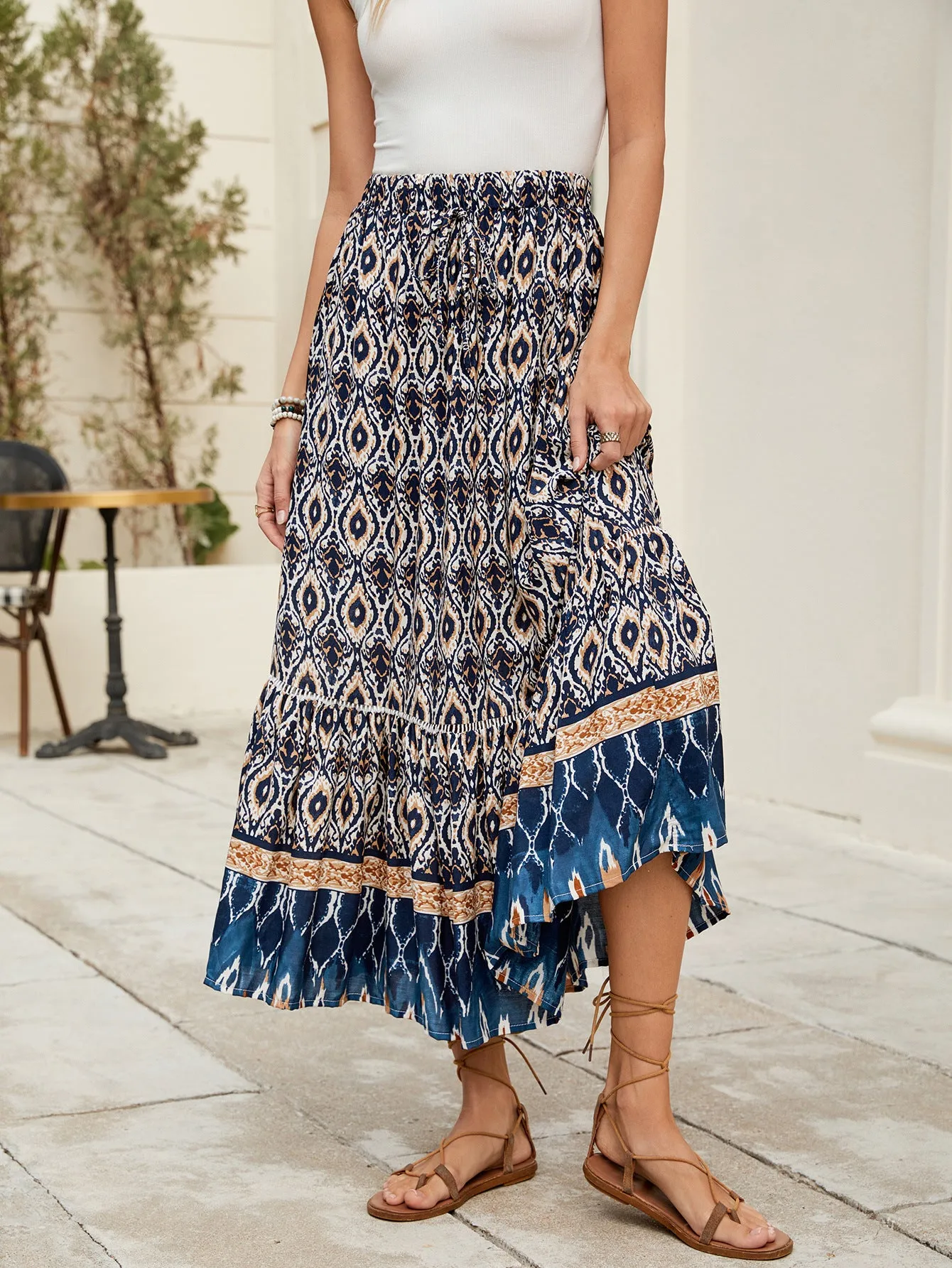 Loose Bohemian Holiday Swing Skirt