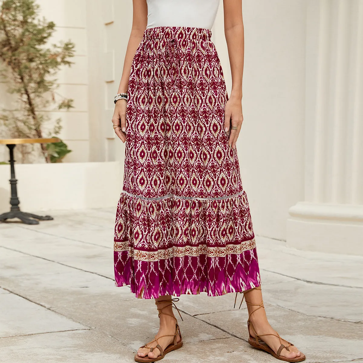 Loose Bohemian Holiday Swing Skirt