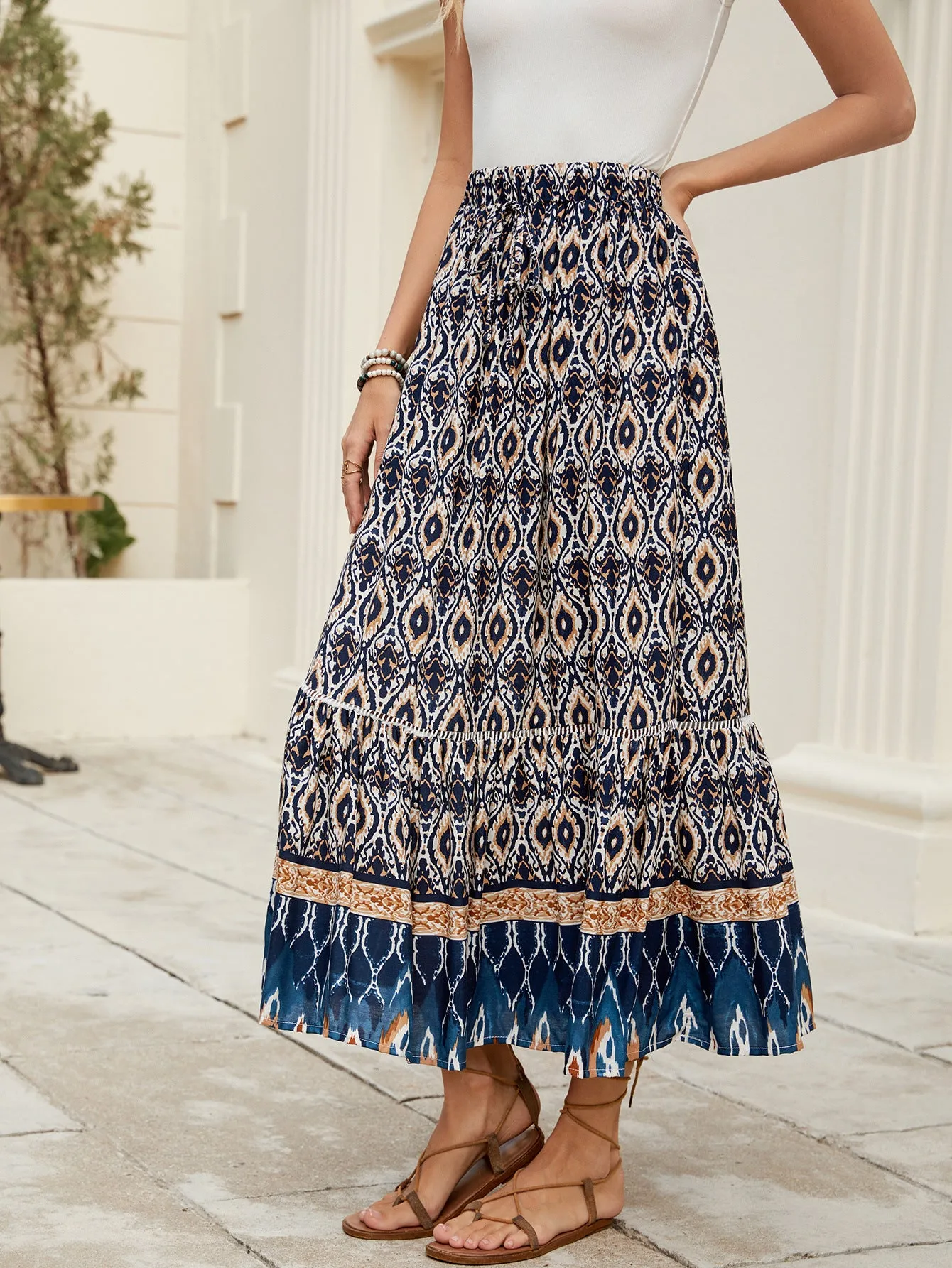 Loose Bohemian Holiday Swing Skirt