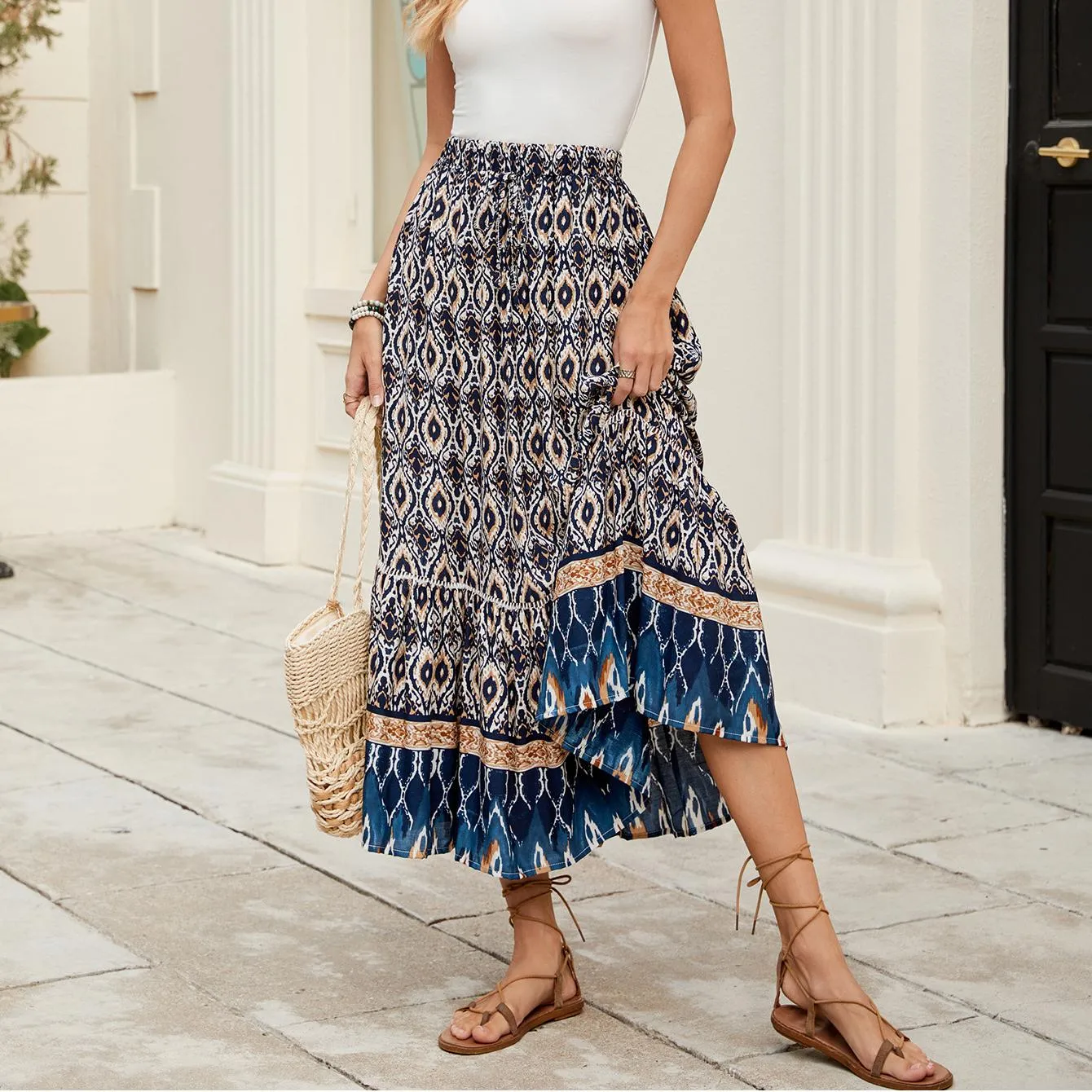 Loose Bohemian Holiday Swing Skirt