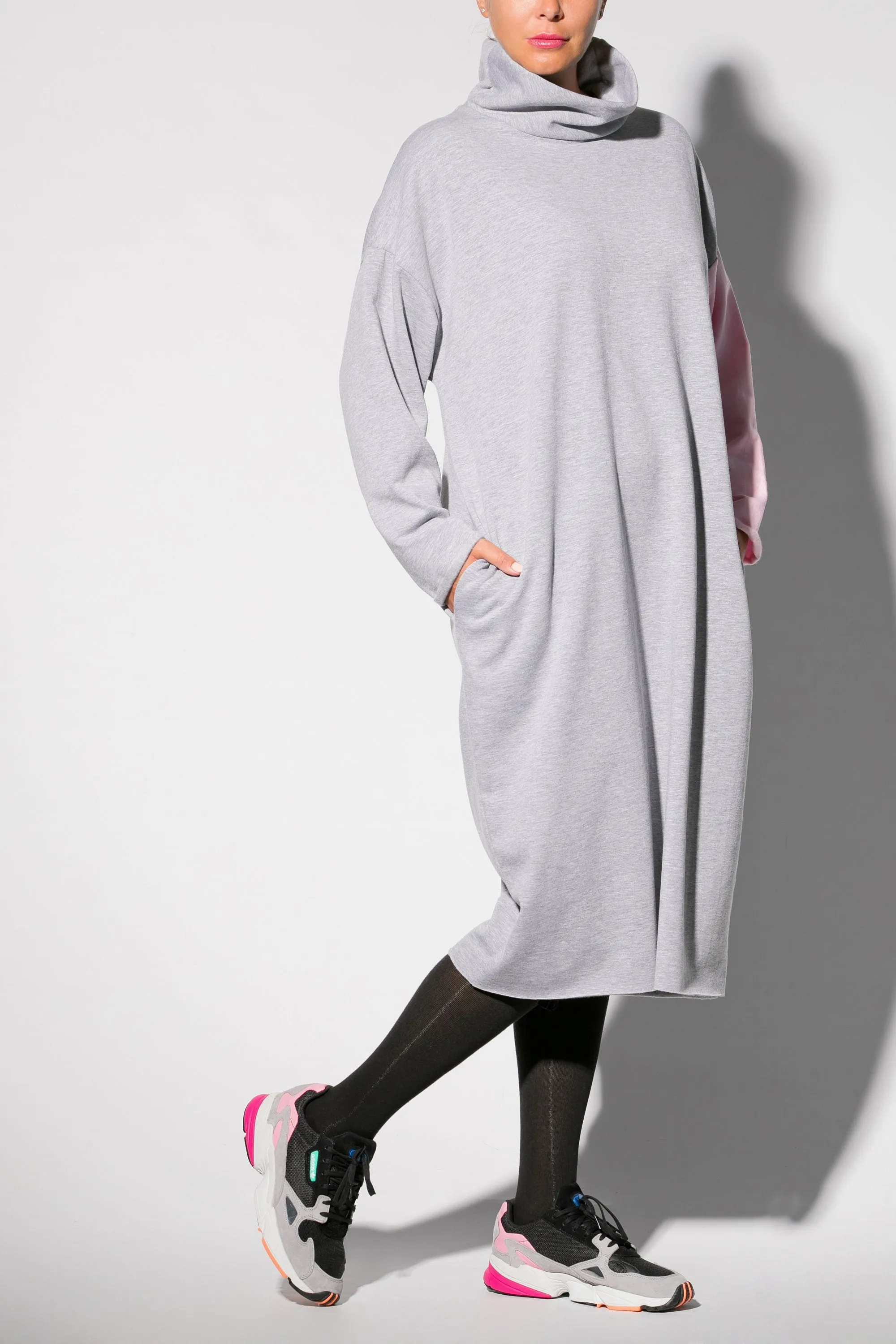 Loose Sweater Dress, Women Loungewear, Grey Winter Tunic, Long Sleeve Sweater Dress, Casual Warm Dress, Midi Plus Size Dress, Lounge Dress