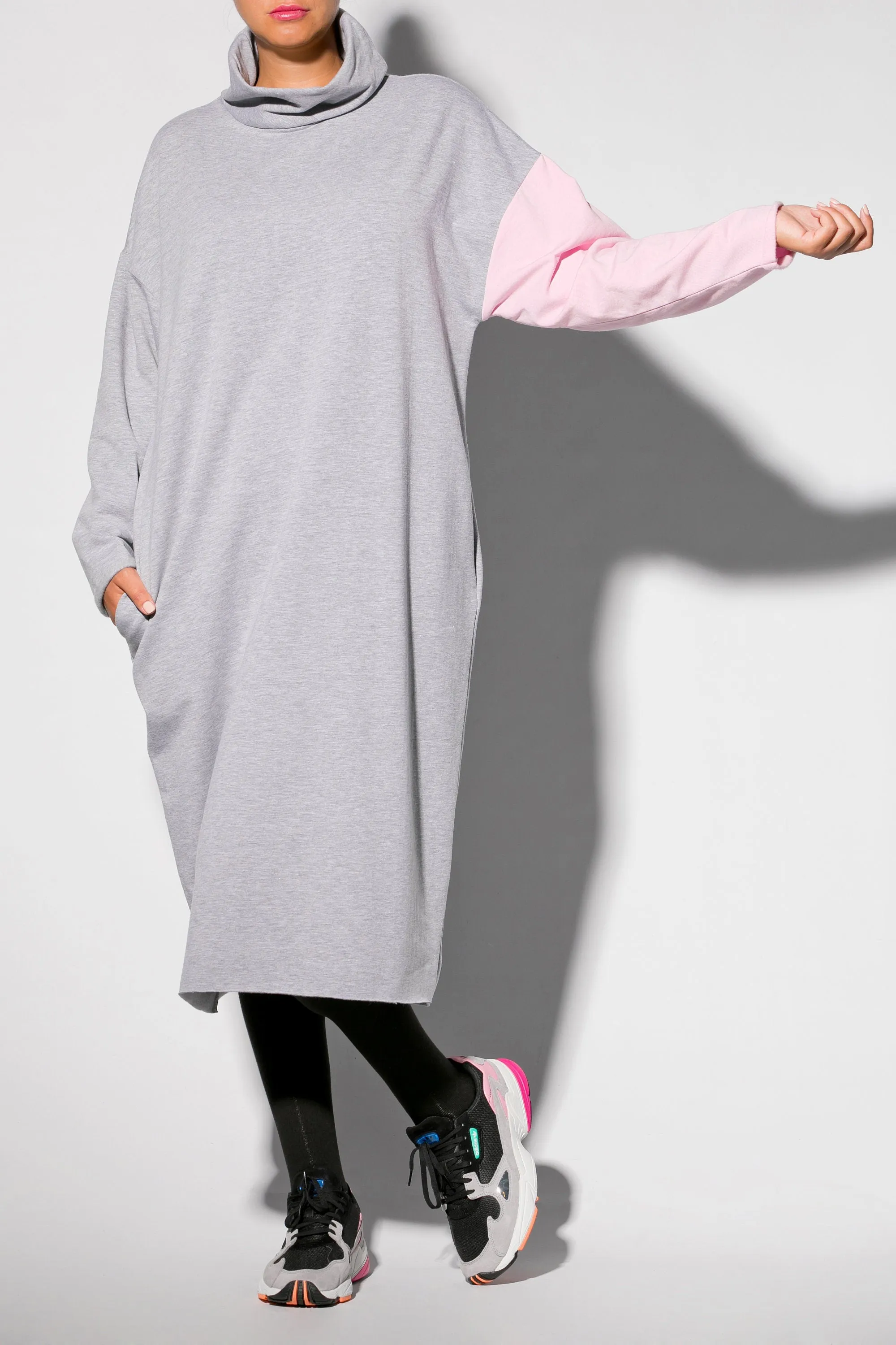 Loose Sweater Dress, Women Loungewear, Grey Winter Tunic, Long Sleeve Sweater Dress, Casual Warm Dress, Midi Plus Size Dress, Lounge Dress