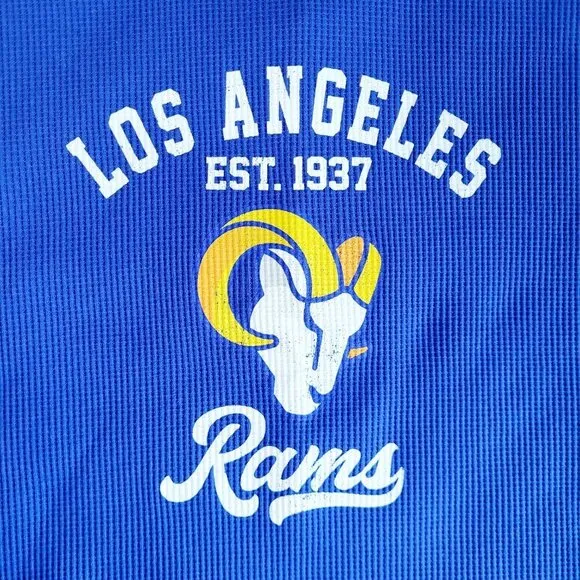 Los Angeles Rams Waffle Knit Pajama Lounge Set Long Sleeve Shirt &amp; Shorts