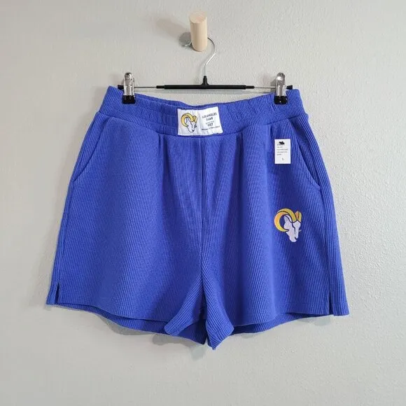 Los Angeles Rams Waffle Knit Pajama Lounge Set Long Sleeve Shirt &amp; Shorts