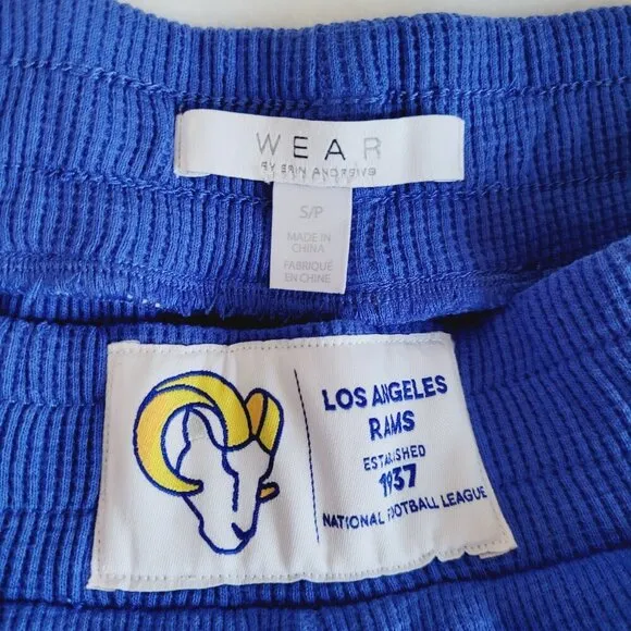 Los Angeles Rams Waffle Knit Pajama Lounge Set Long Sleeve Shirt &amp; Shorts