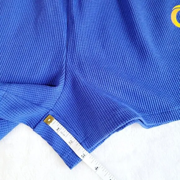 Los Angeles Rams Waffle Knit Pajama Lounge Set Long Sleeve Shirt &amp; Shorts