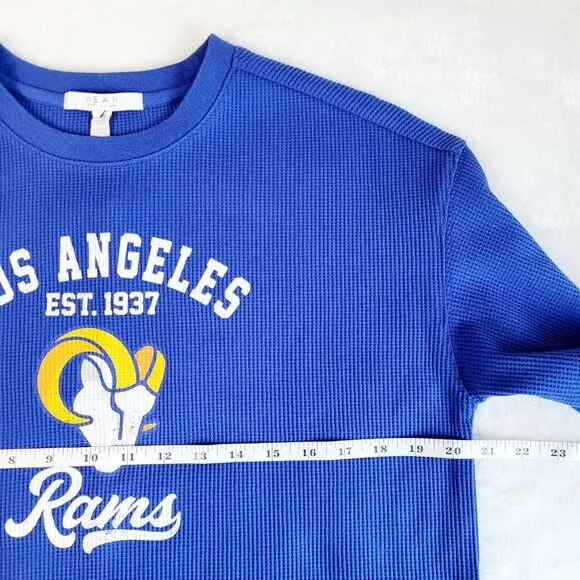 Los Angeles Rams Waffle Knit Pajama Lounge Set Long Sleeve Shirt &amp; Shorts
