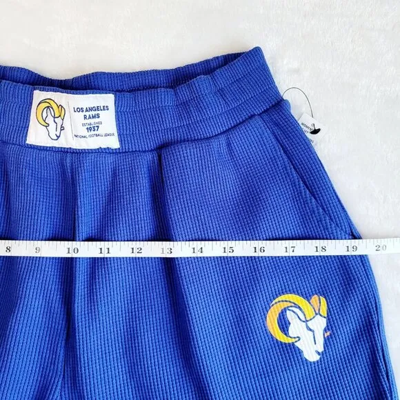 Los Angeles Rams Waffle Knit Pajama Lounge Set Long Sleeve Shirt &amp; Shorts