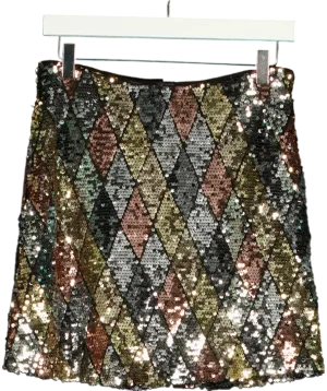 Love & Roses Metallic Sequin Embellished Mini Skirt UK 10