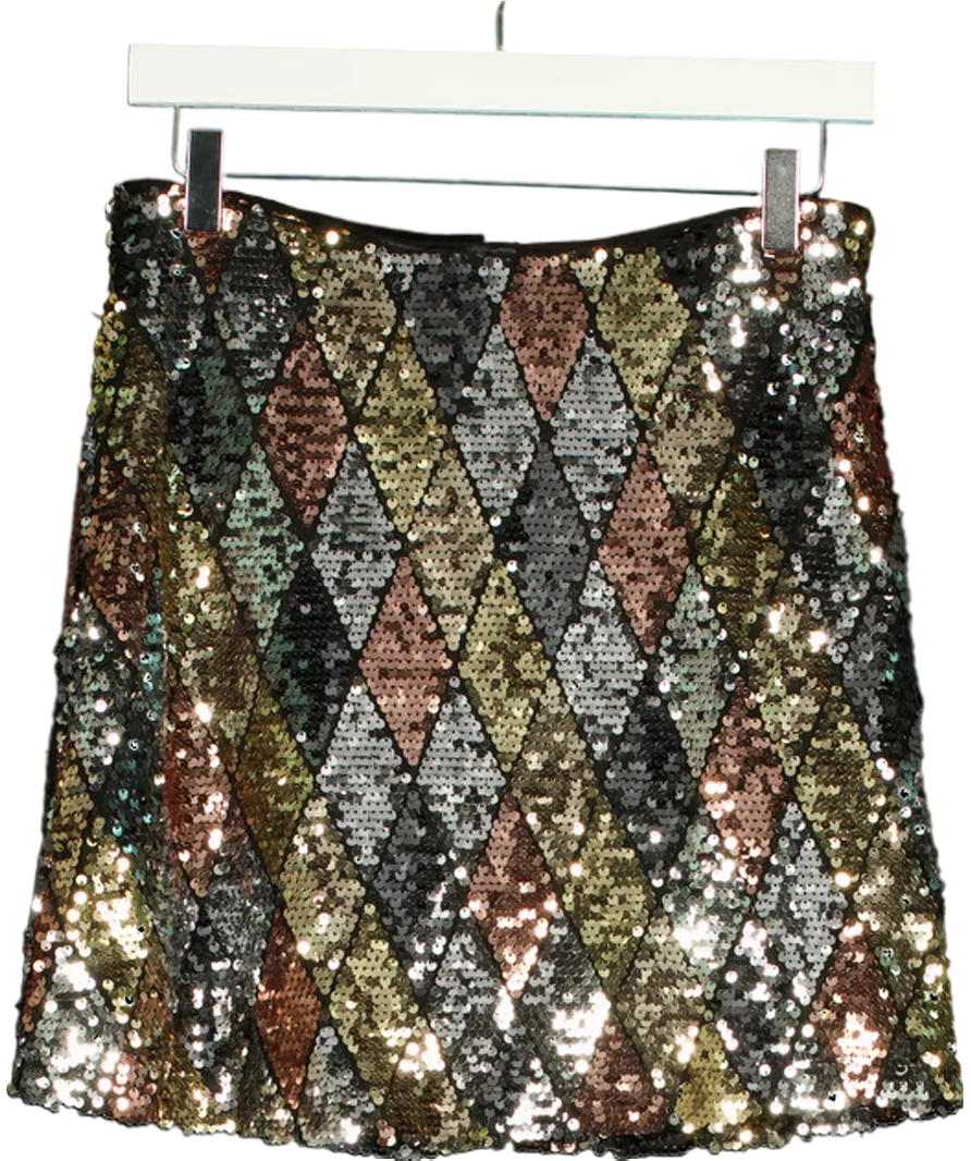 Love & Roses Metallic Sequin Embellished Mini Skirt UK 10