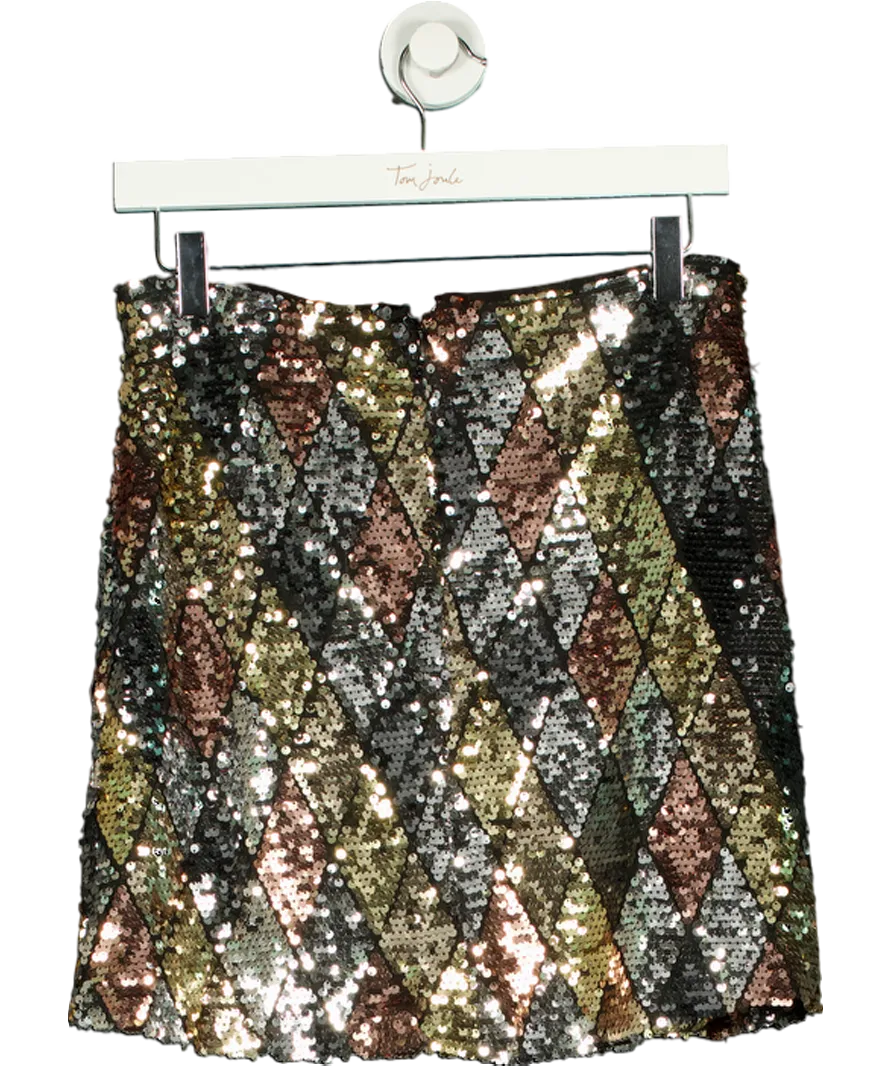 Love & Roses Metallic Sequin Embellished Mini Skirt UK 10