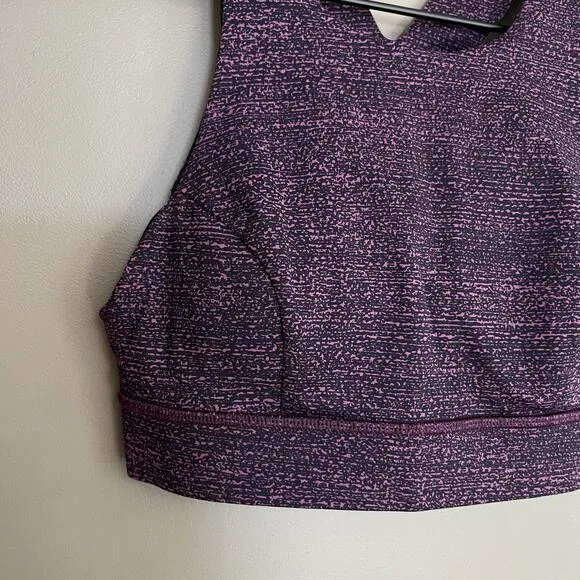 Lululemon Fast &amp; Free Bra Salt Dark Mystic Black Sz 4 Purple Sports Bra Workout