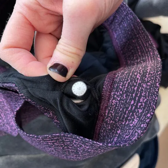 Lululemon Fast &amp; Free Bra Salt Dark Mystic Black Sz 4 Purple Sports Bra Workout