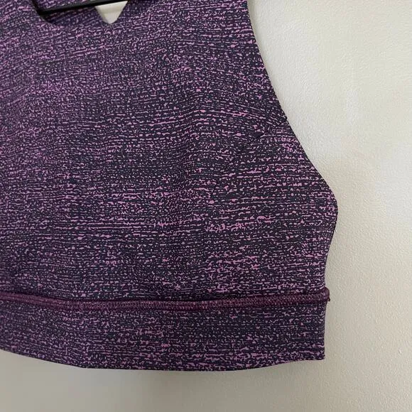 Lululemon Fast &amp; Free Bra Salt Dark Mystic Black Sz 4 Purple Sports Bra Workout