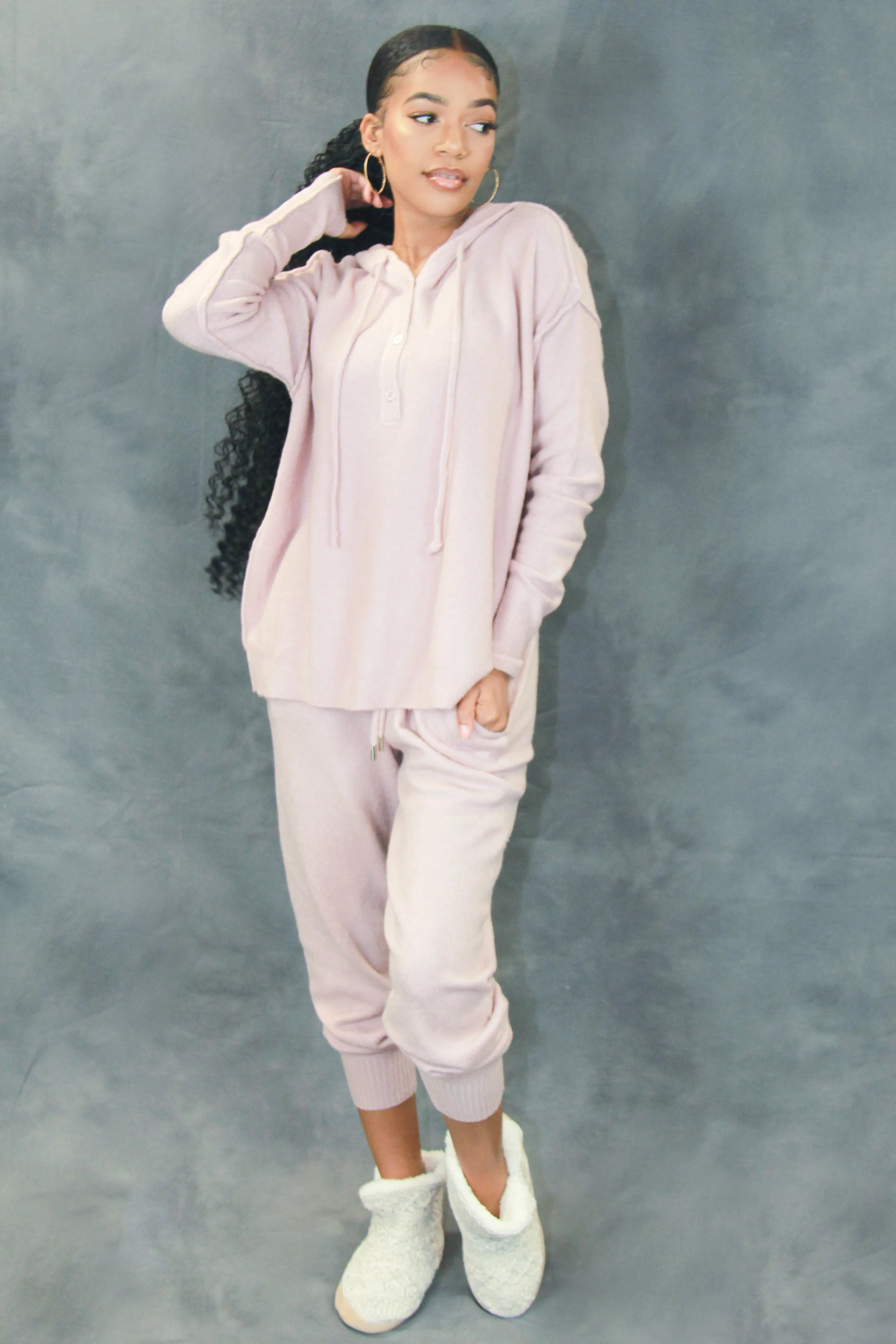 Luna Knit Loungewear Set - Rose