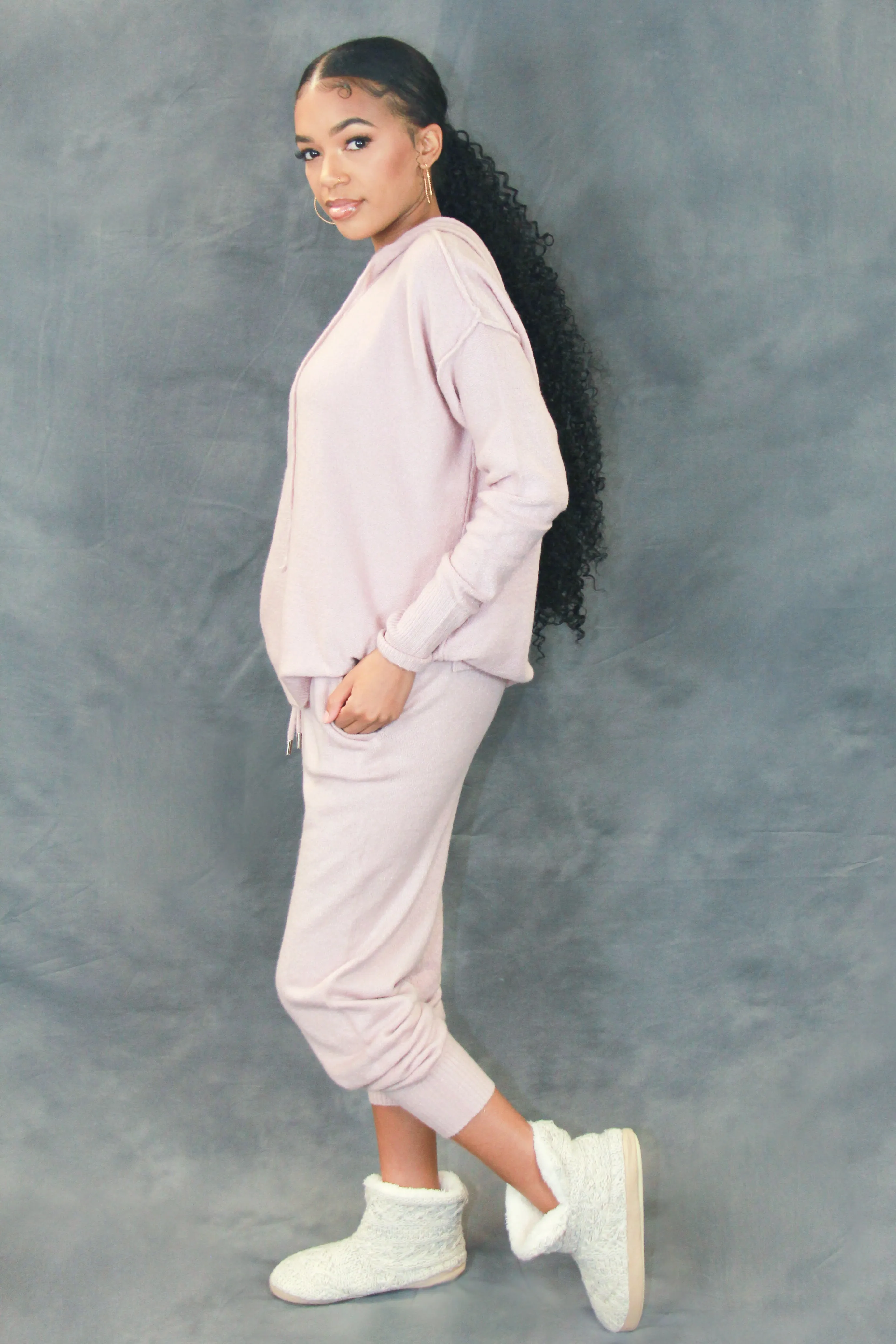 Luna Knit Loungewear Set - Rose