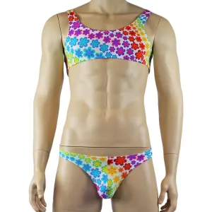Mens Flower Girl Crop Top Bra & G string Thong