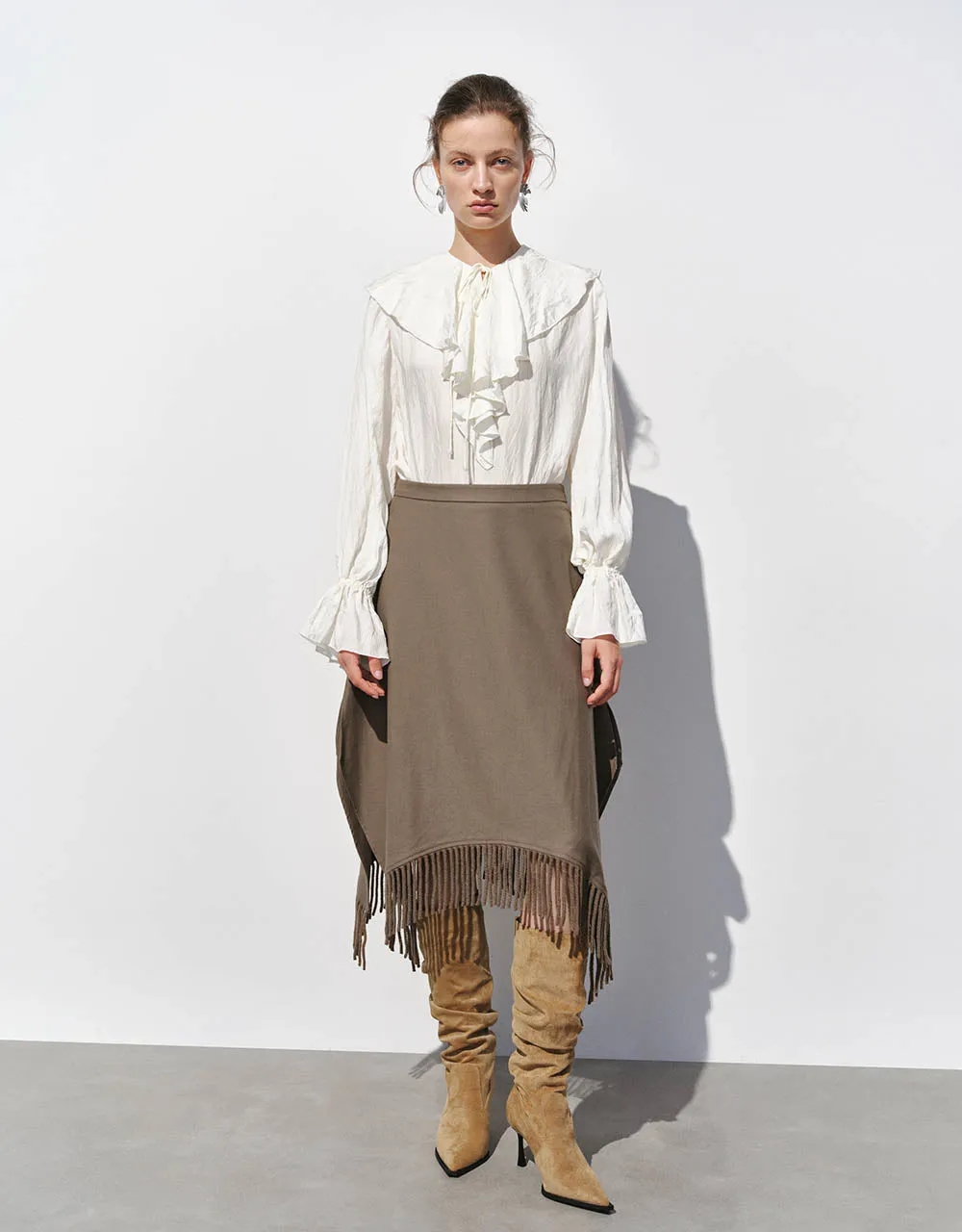 Midi A-Line Skirt With Tassel