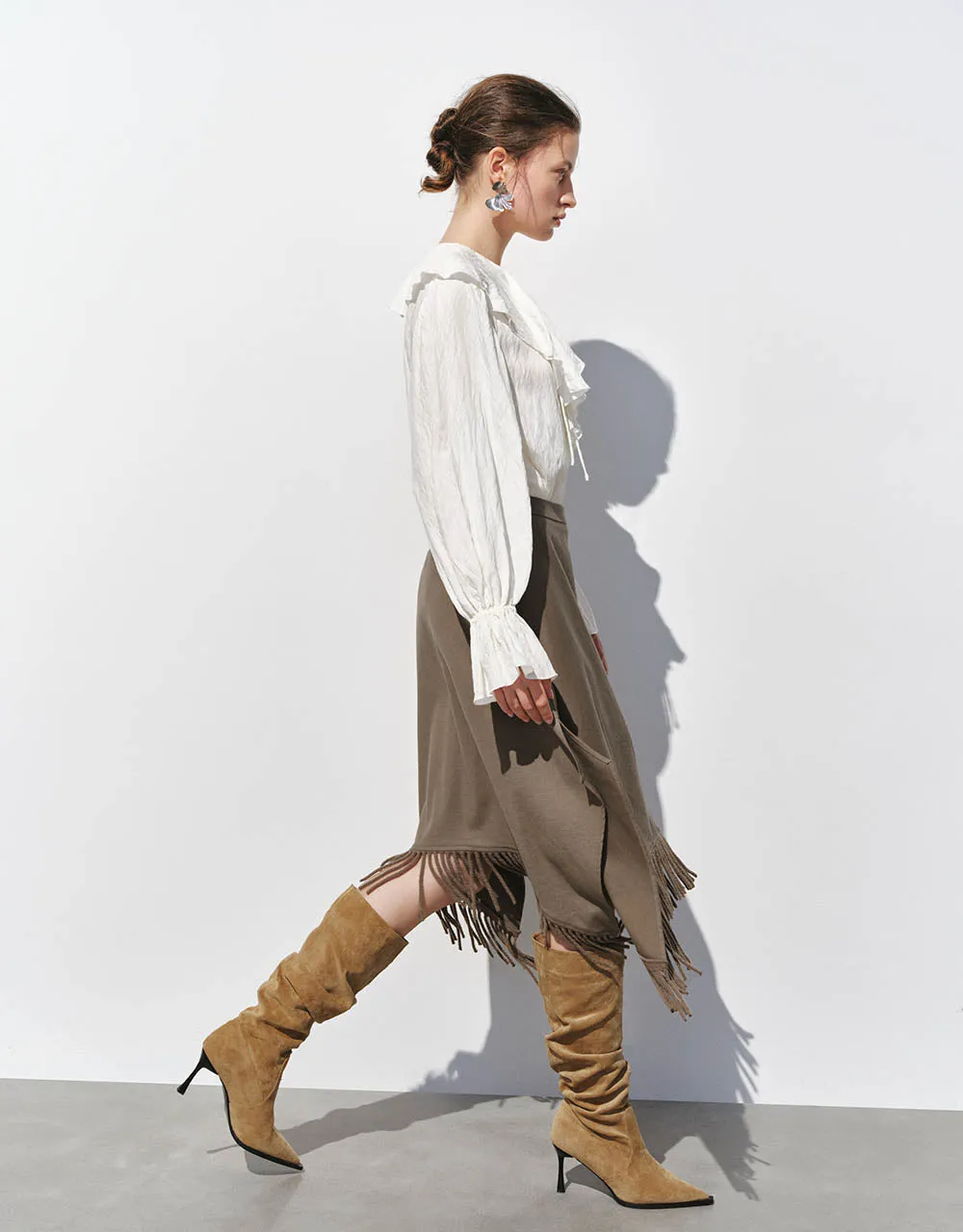 Midi A-Line Skirt With Tassel