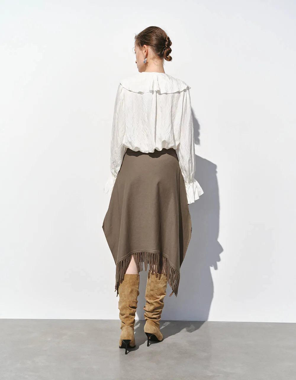 Midi A-Line Skirt With Tassel
