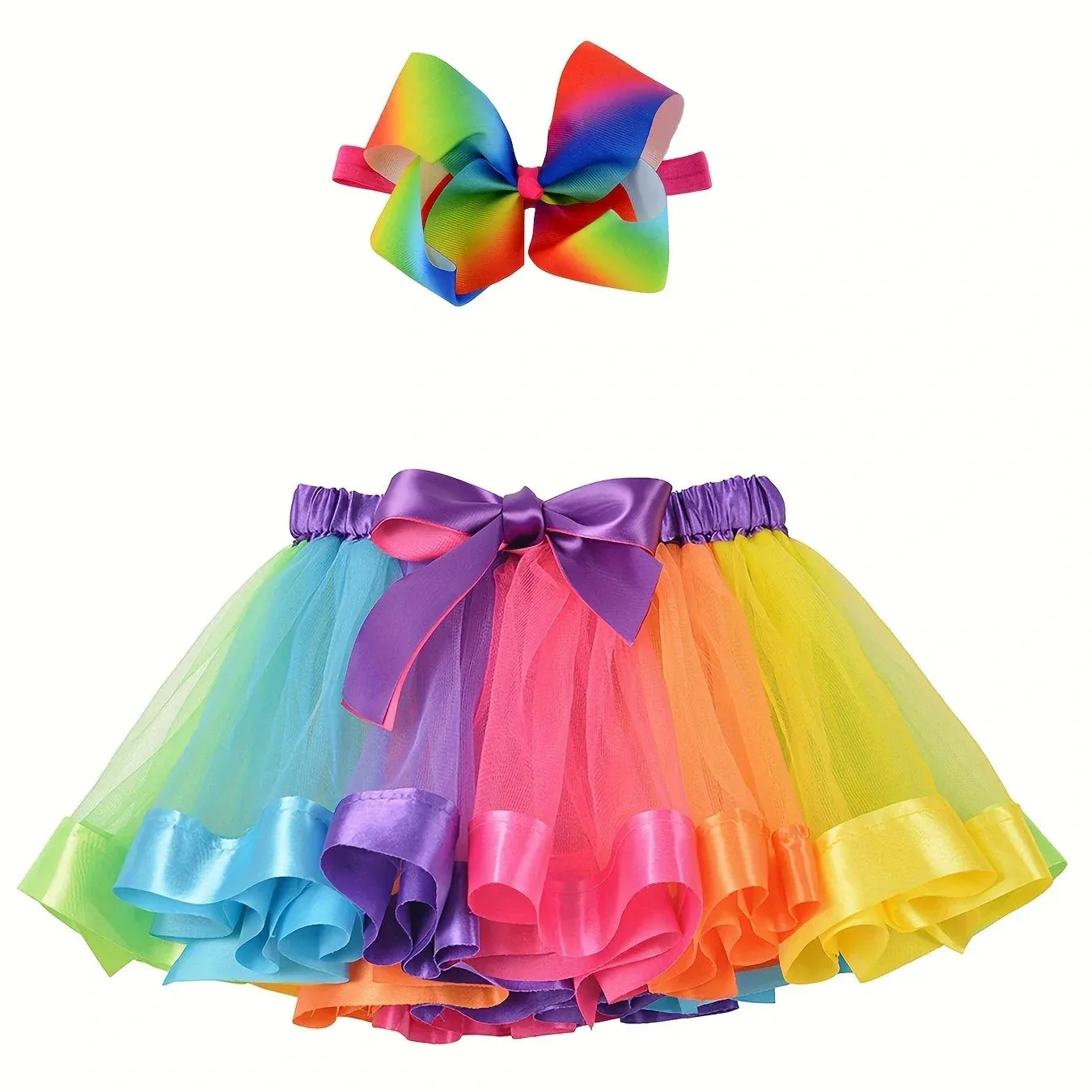 Mini skirt Party With Hairpin Tutu Skirt Baby Girl Skirts Princess Rainbow Tulle Skirts Girls Clothes Children Clothing