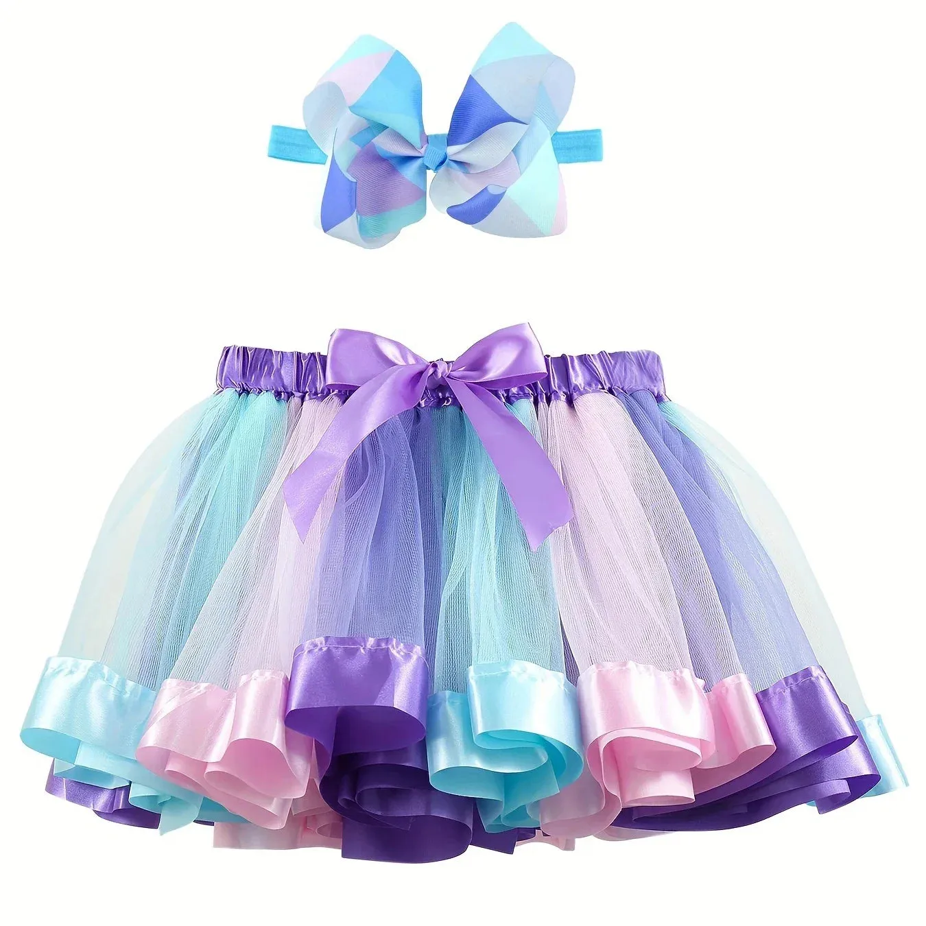 Mini skirt Party With Hairpin Tutu Skirt Baby Girl Skirts Princess Rainbow Tulle Skirts Girls Clothes Children Clothing