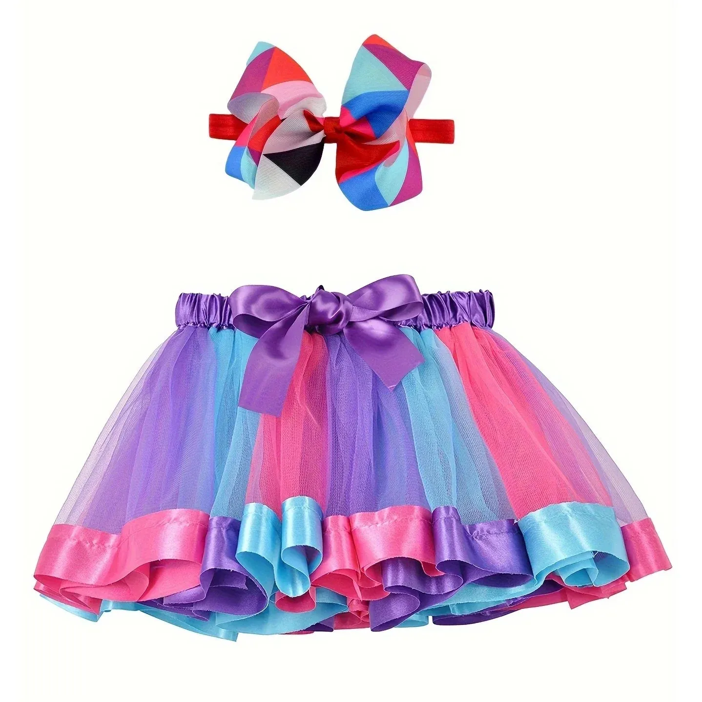 Mini skirt Party With Hairpin Tutu Skirt Baby Girl Skirts Princess Rainbow Tulle Skirts Girls Clothes Children Clothing