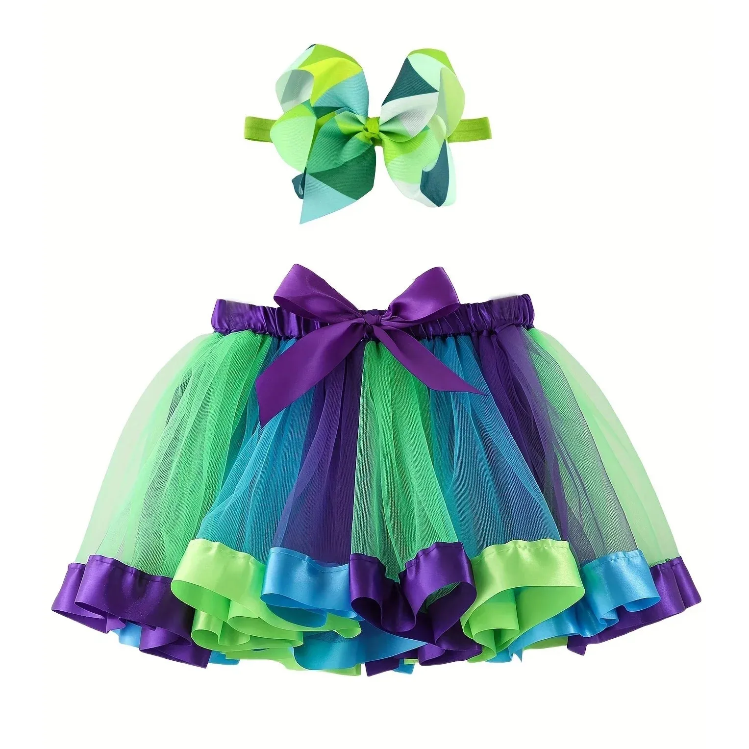 Mini skirt Party With Hairpin Tutu Skirt Baby Girl Skirts Princess Rainbow Tulle Skirts Girls Clothes Children Clothing