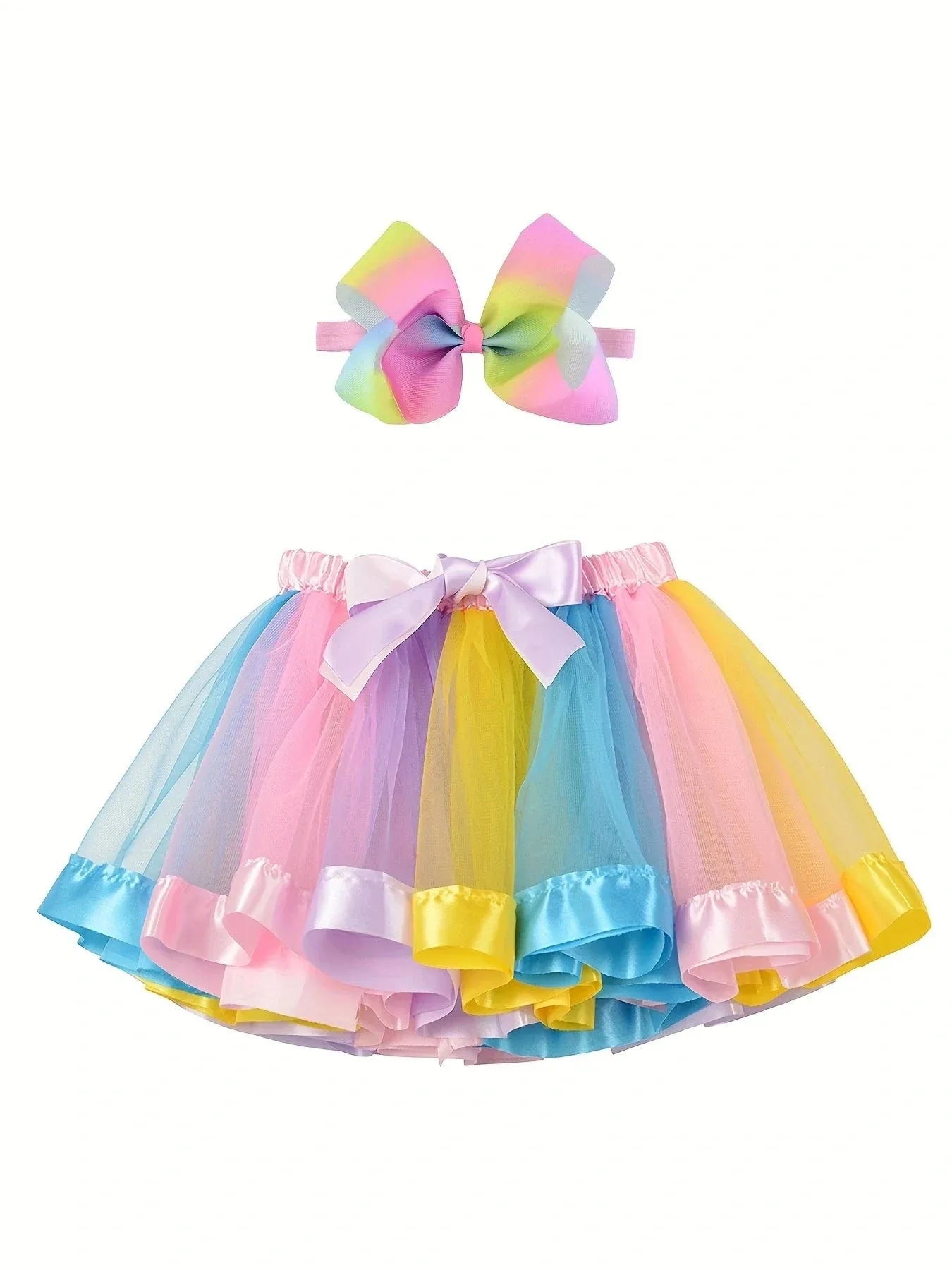 Mini skirt Party With Hairpin Tutu Skirt Baby Girl Skirts Princess Rainbow Tulle Skirts Girls Clothes Children Clothing