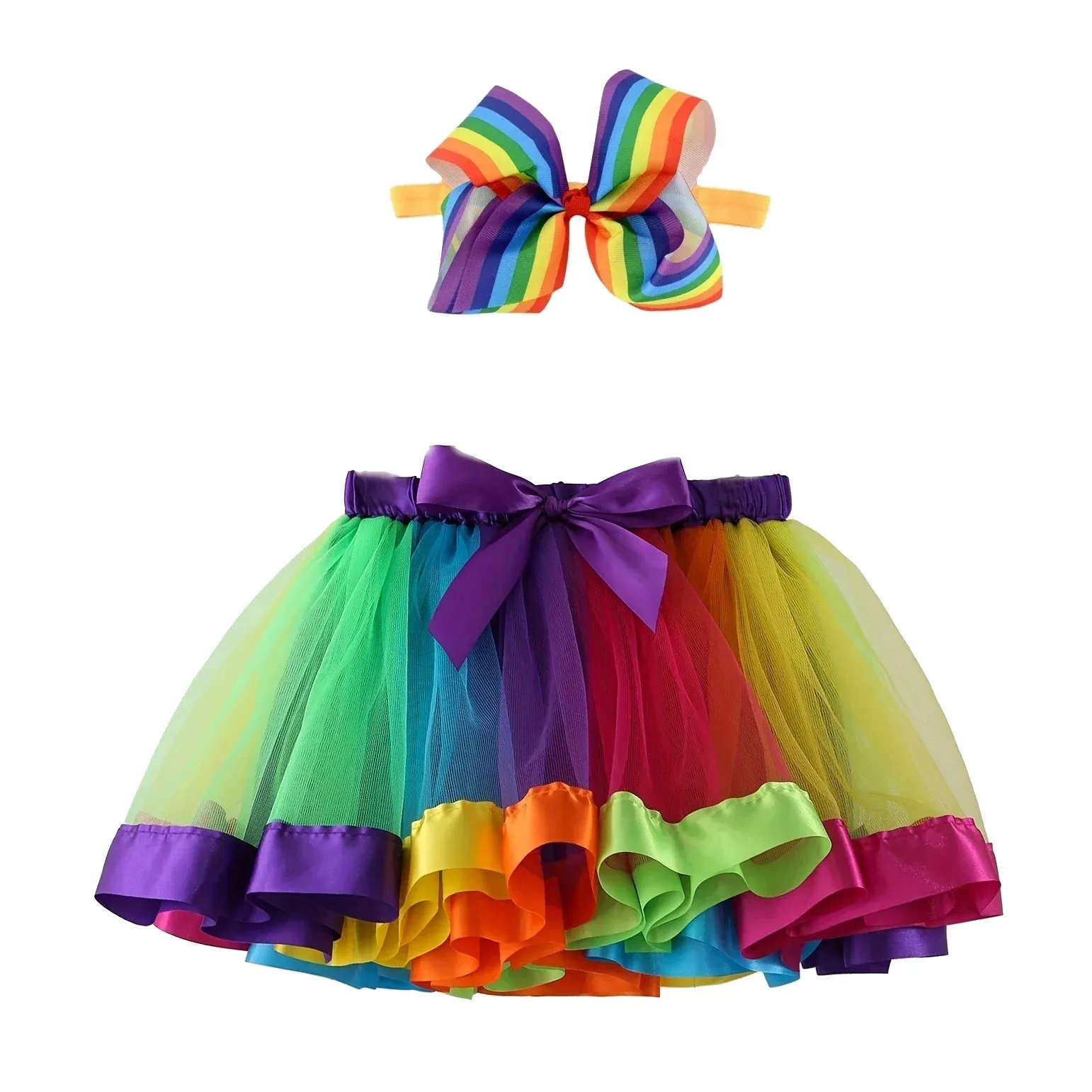 Mini skirt Party With Hairpin Tutu Skirt Baby Girl Skirts Princess Rainbow Tulle Skirts Girls Clothes Children Clothing