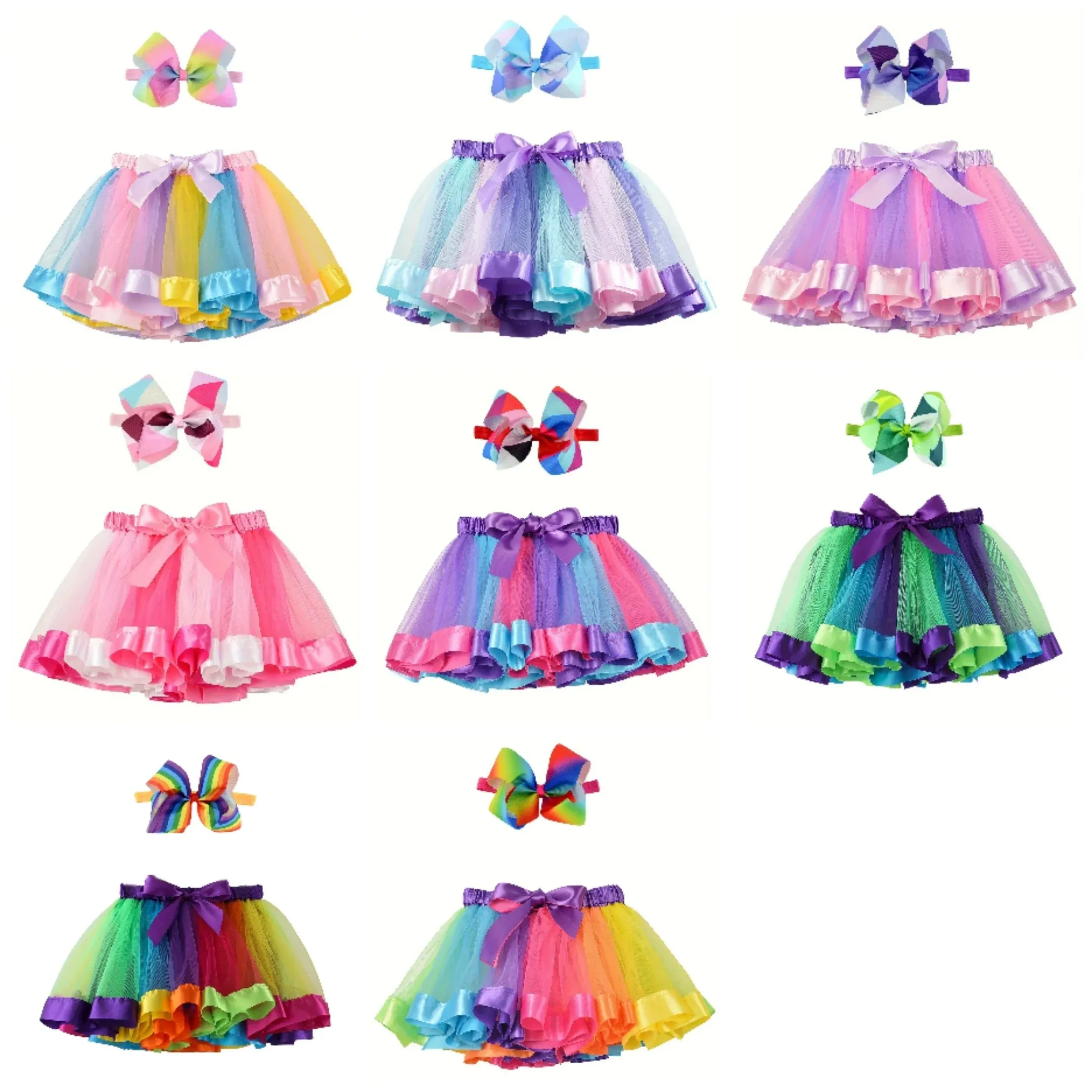 Mini skirt Party With Hairpin Tutu Skirt Baby Girl Skirts Princess Rainbow Tulle Skirts Girls Clothes Children Clothing