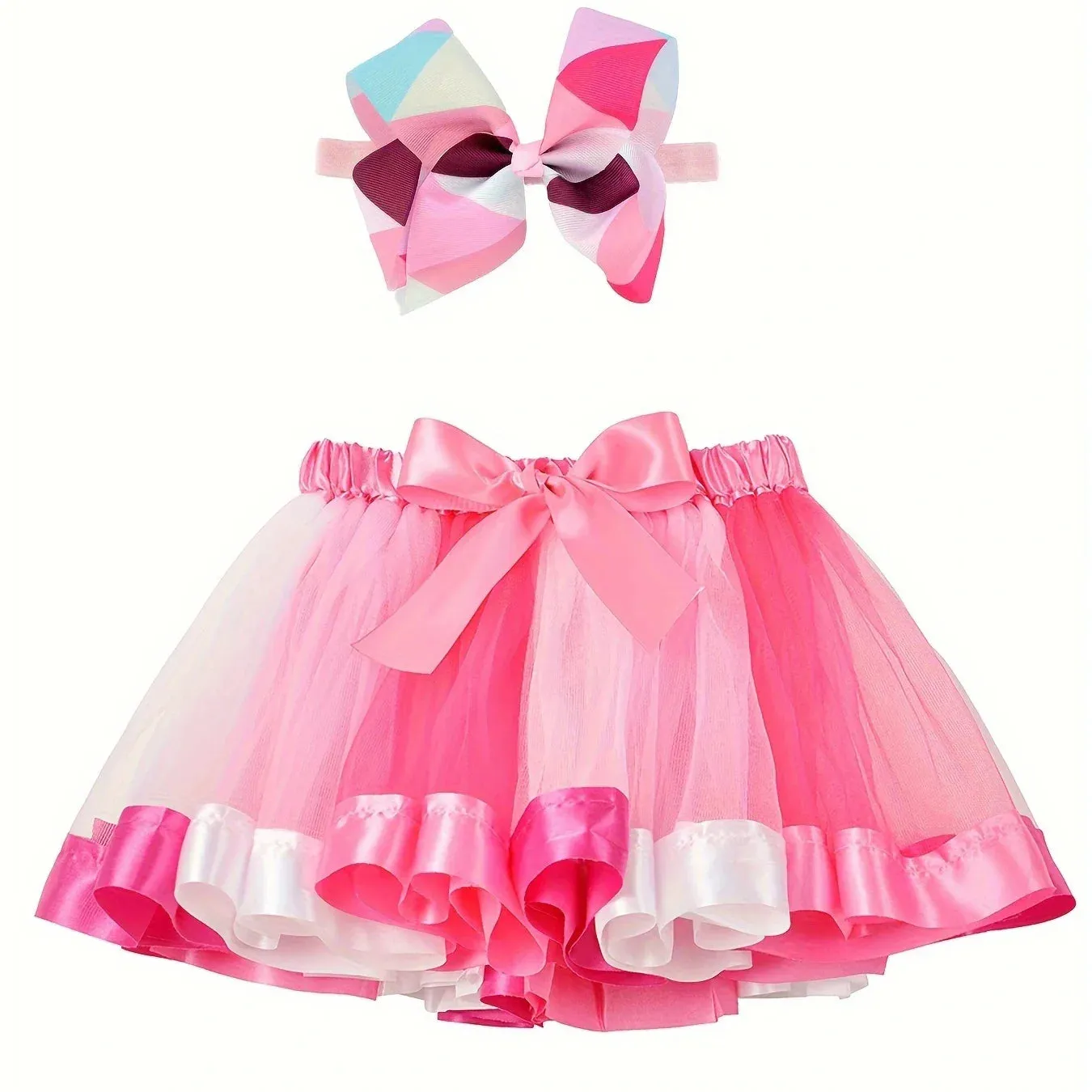 Mini skirt Party With Hairpin Tutu Skirt Baby Girl Skirts Princess Rainbow Tulle Skirts Girls Clothes Children Clothing
