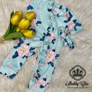 Mint Floral Onesie Sleeper