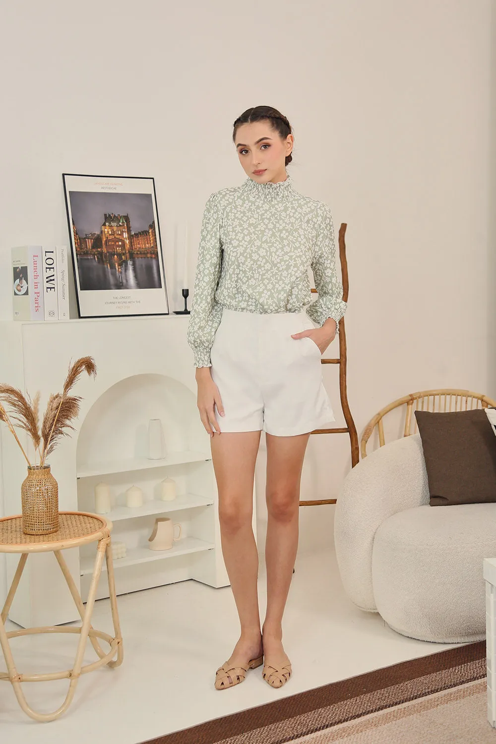 Mirelle Long Sleeves Tops in Sage Floral