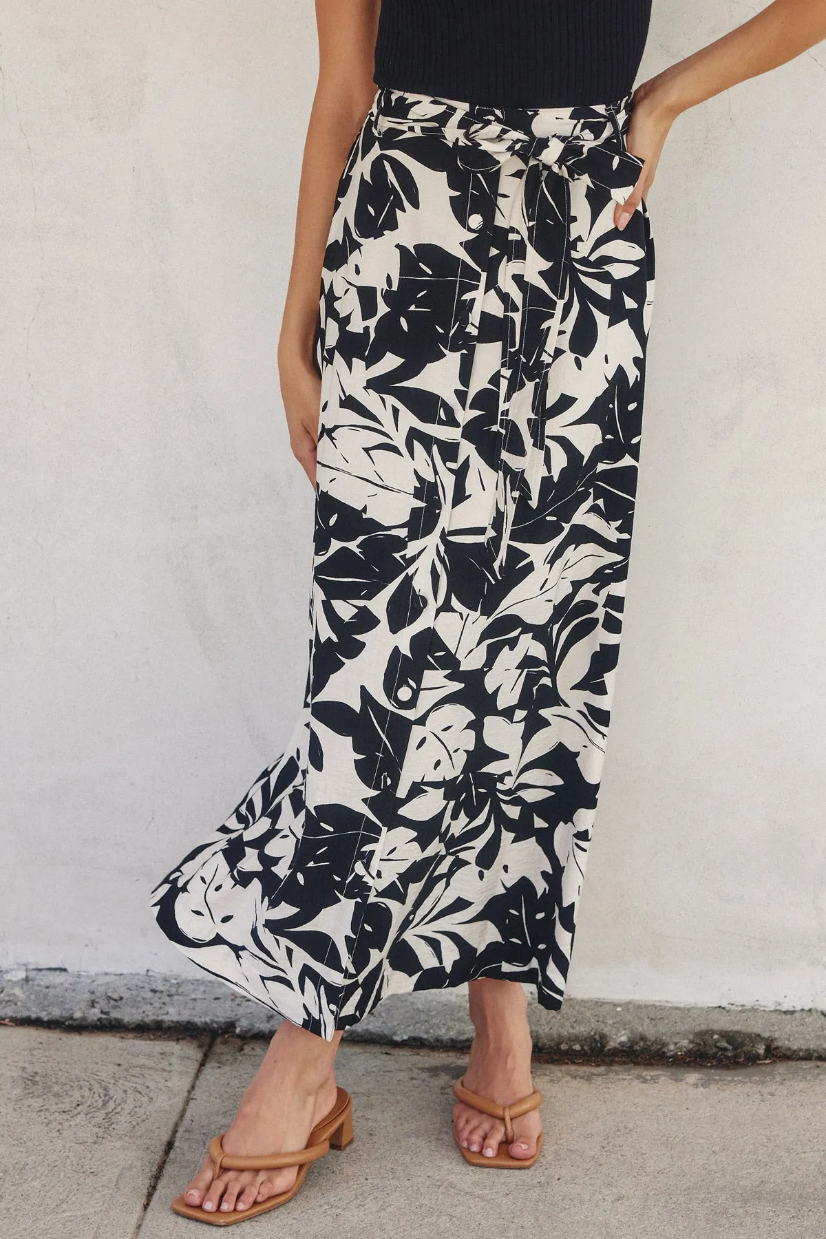 Monica Button Placket A-Line Midi Skirt