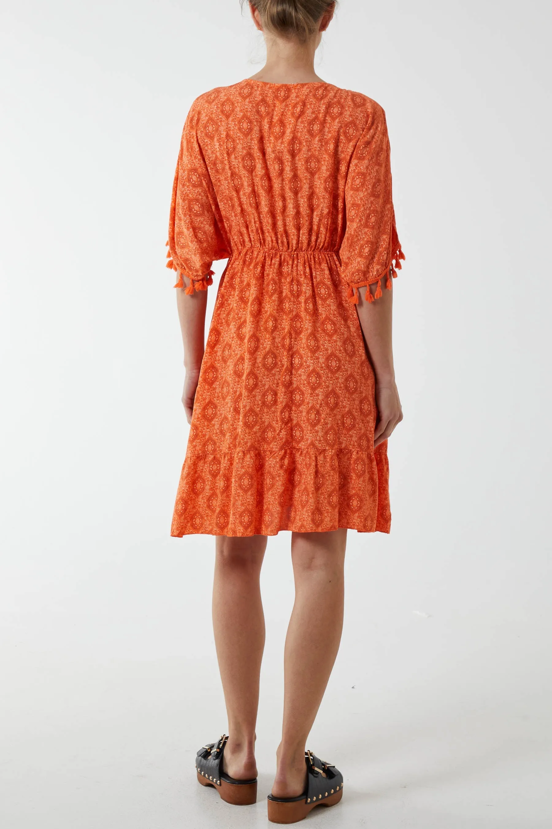 Mosaic Tassel Mini Dress