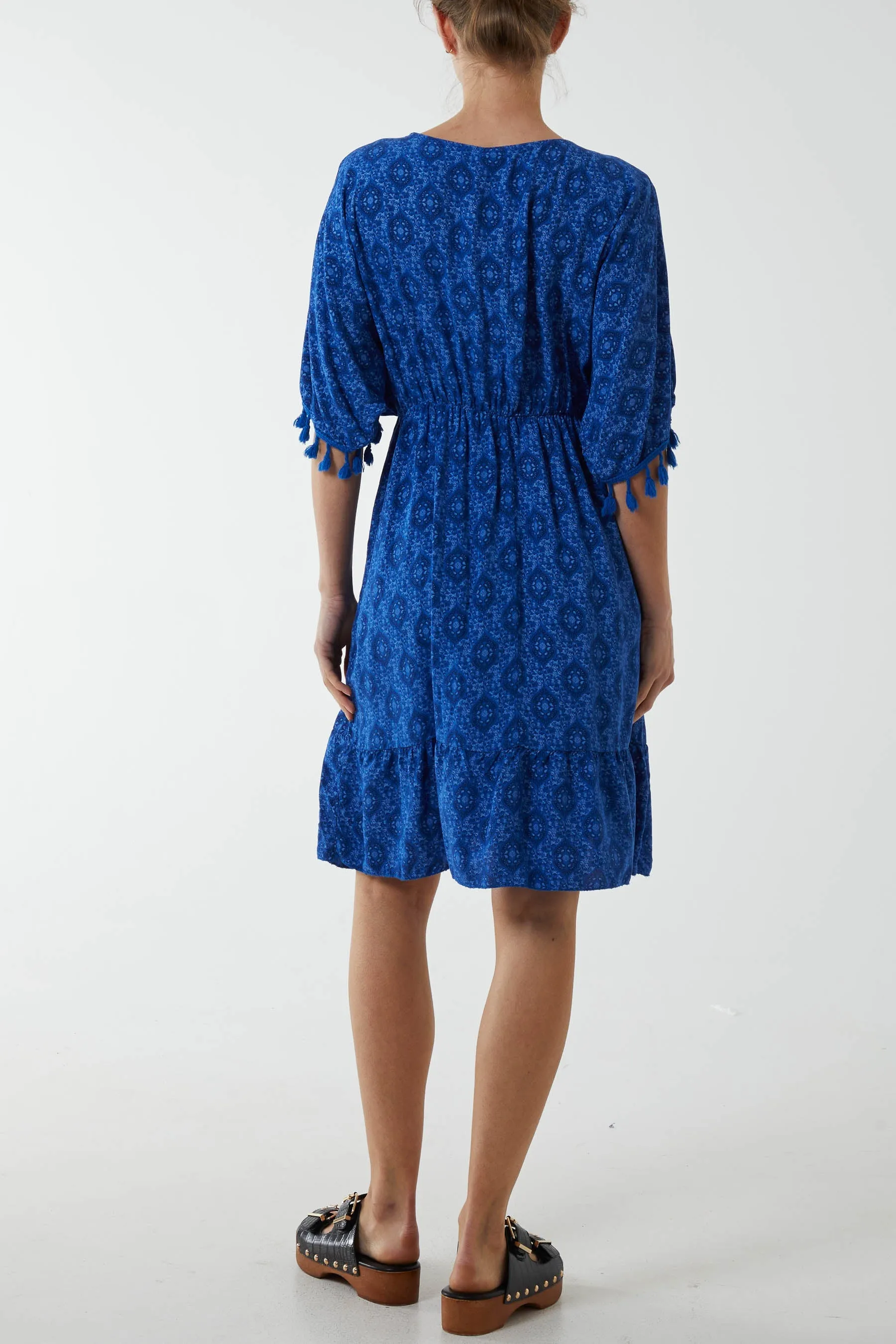 Mosaic Tassel Mini Dress