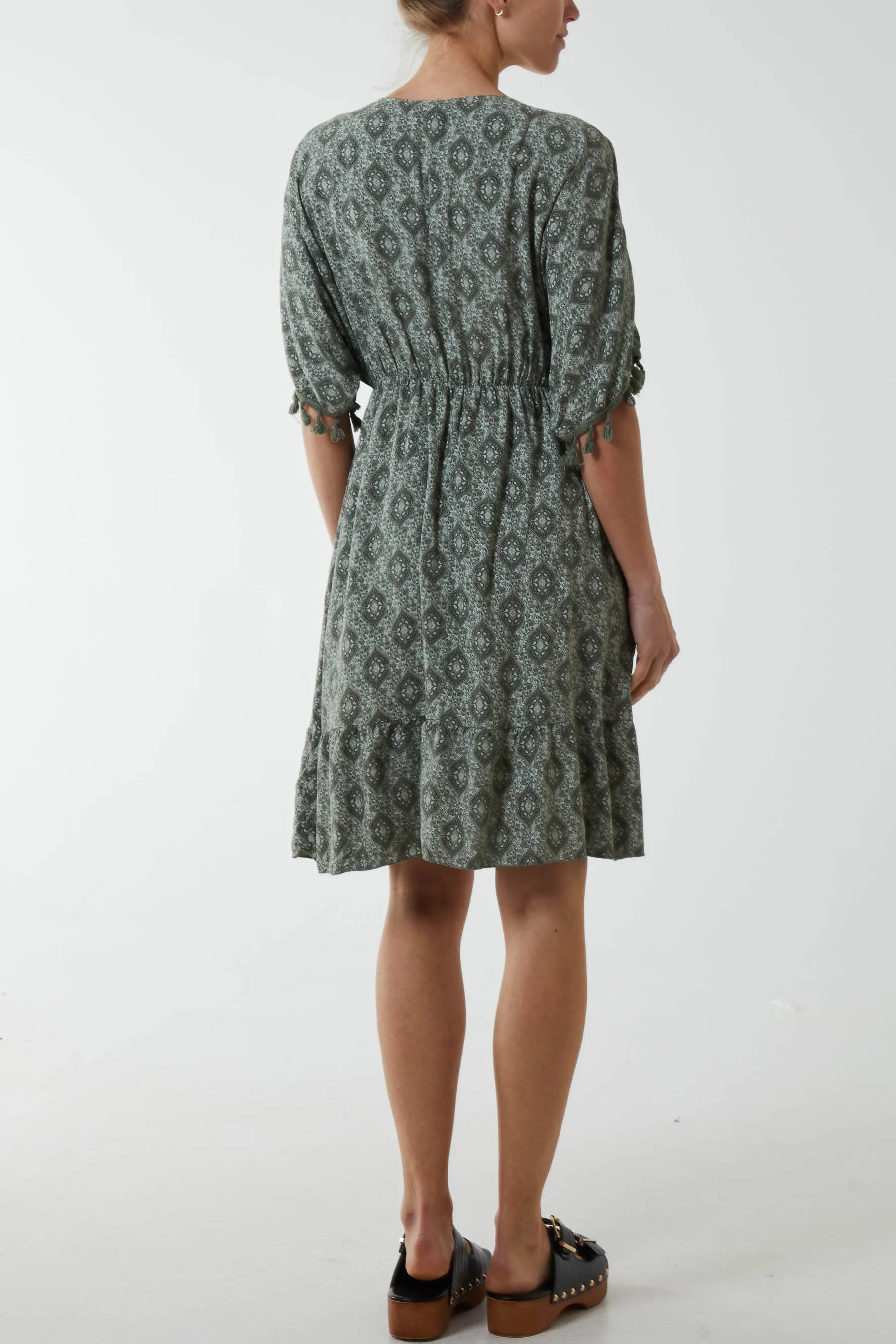 Mosaic Tassel Mini Dress