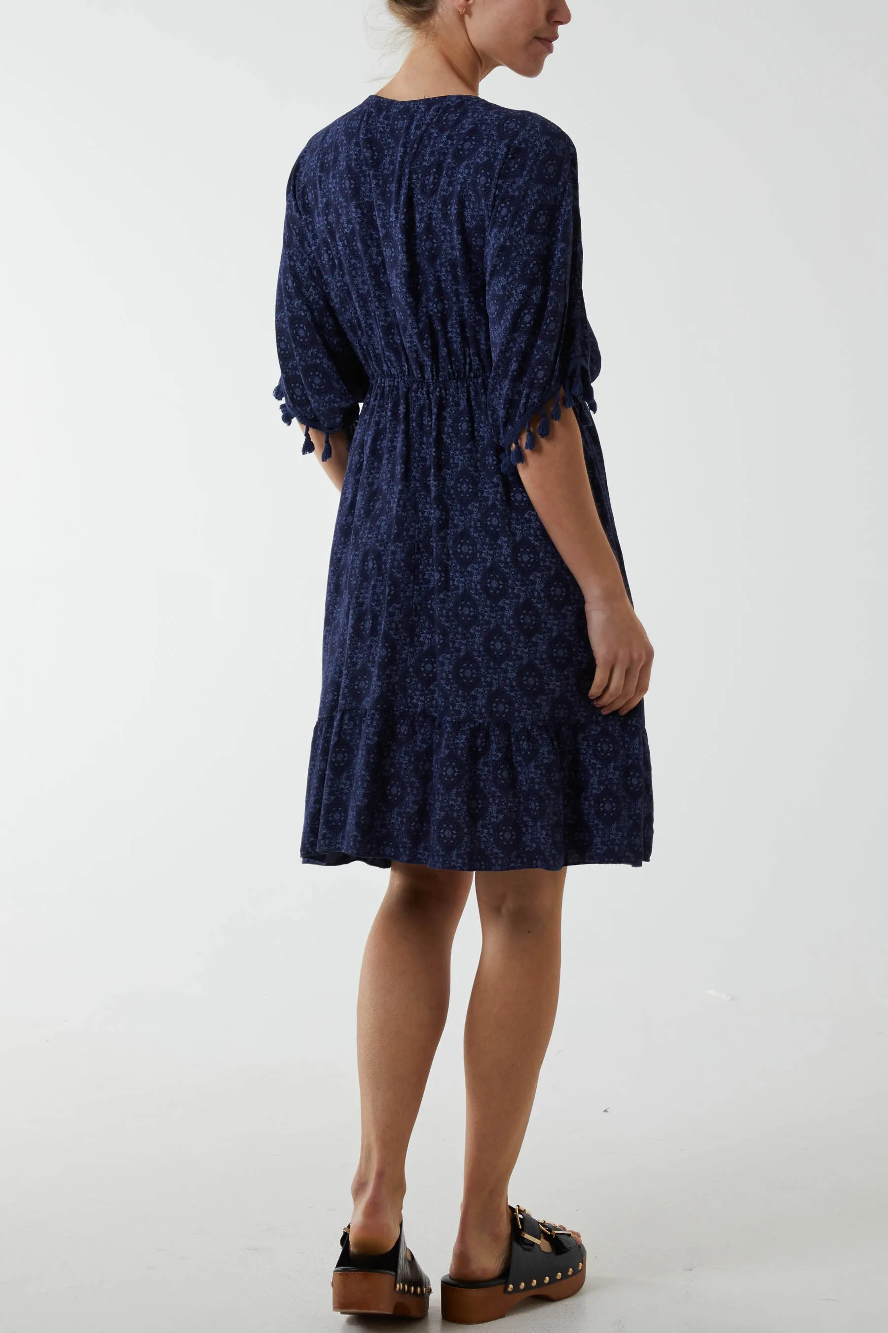 Mosaic Tassel Mini Dress